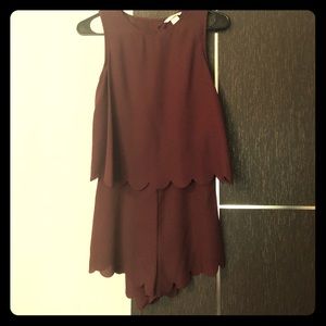 NWT Burgundy scalloped romper